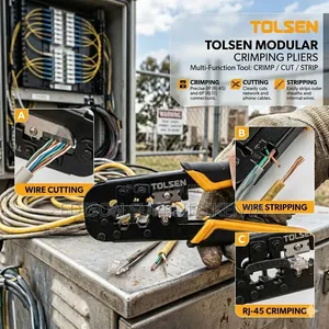 Tolsen Ratchet Modular Crimping Pliers Cable Cutter Wire Stripping
