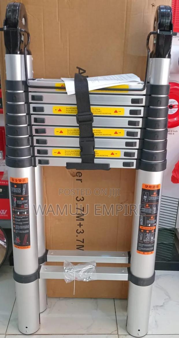 3.7m+3.7m Double Telescopic Aluminium Ladder
