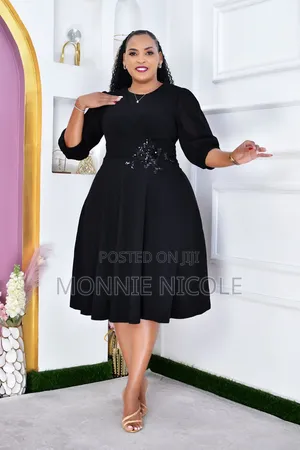 Respectful Black Funeral Midi-Dress