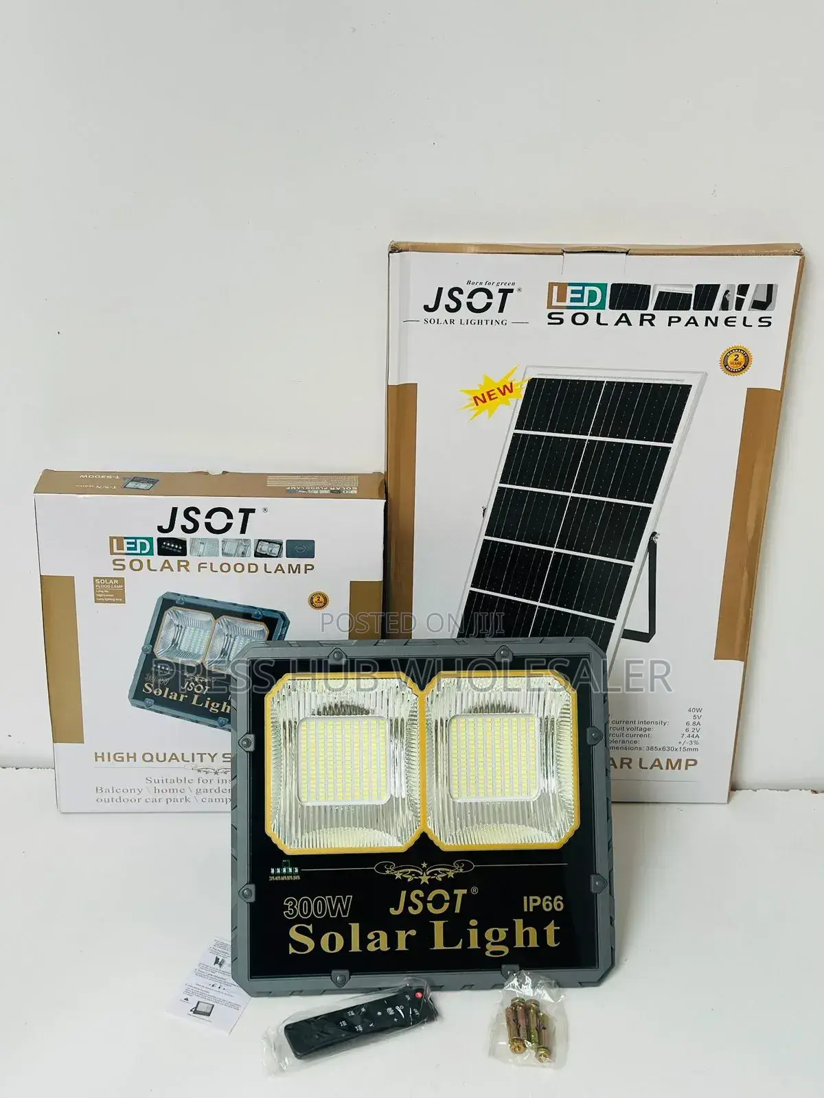 Jsot 300w Solar Flood Light - Outdoor Security Lamp With Solar Panel