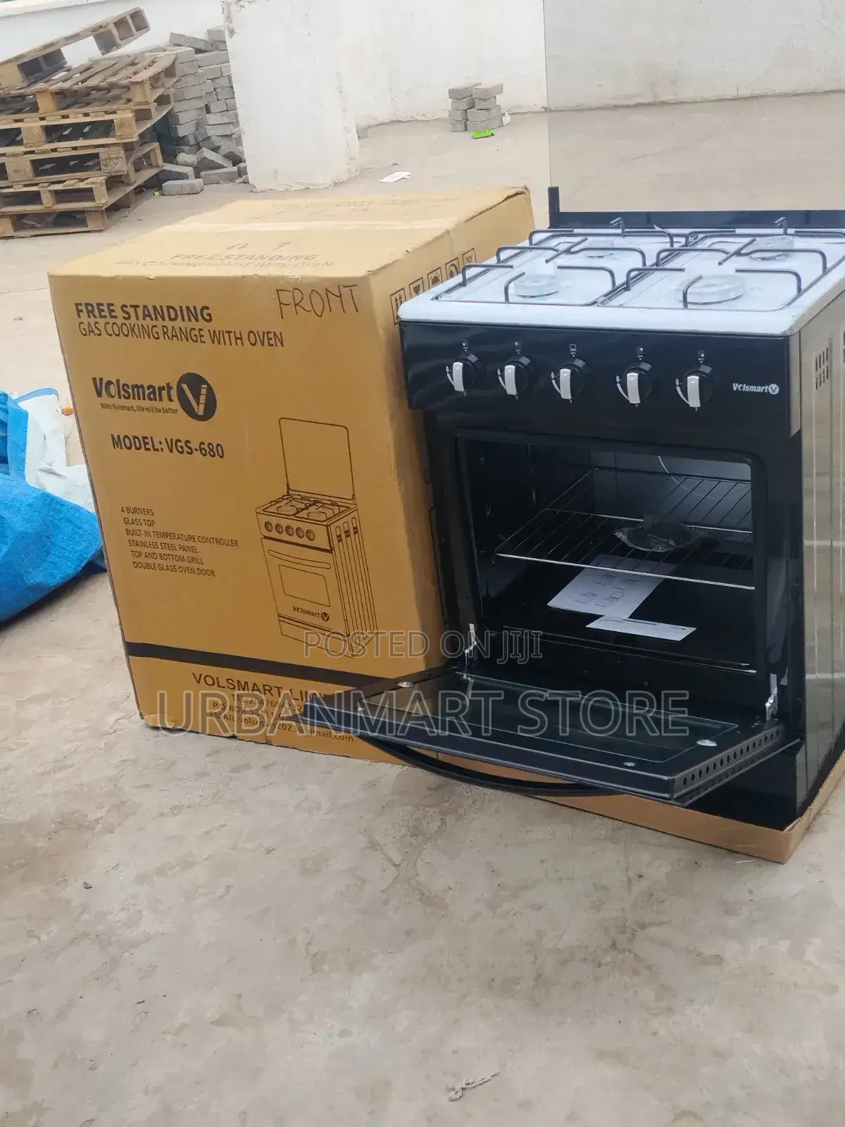 Volsmart 60cm by 60 Standing Cooker Gas Oven, 4 Gas Burner