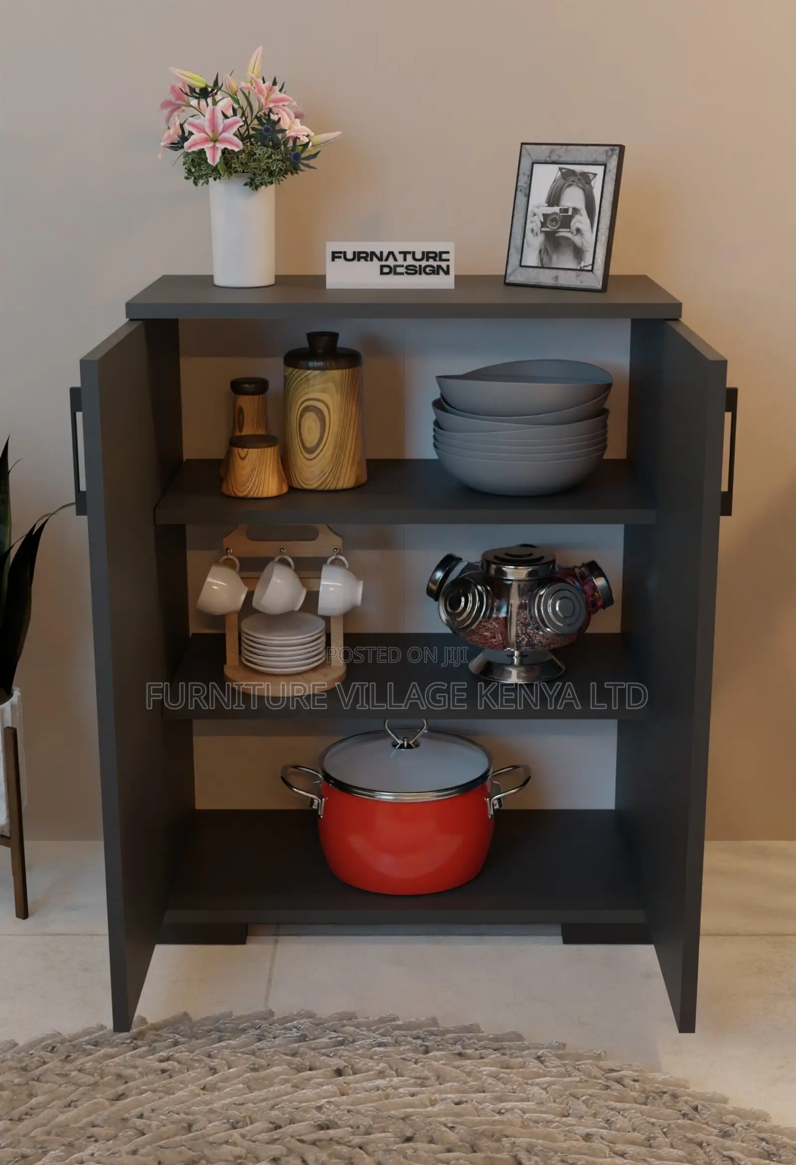 Durable 2-Door Credenza Cabinet