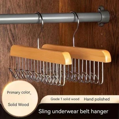 Wooden Hanger With 360° Rotating Hooks | Space Saving - thumbnail 2