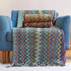 Bohemian Knitted Throw Blanket