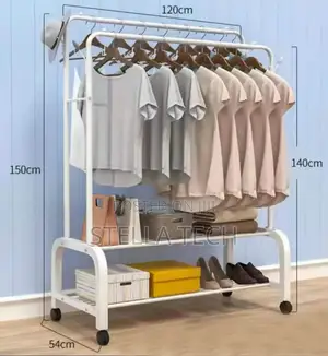 Double Pole Multipurpose Cloth Organizer Sturdy Cloth Rack
