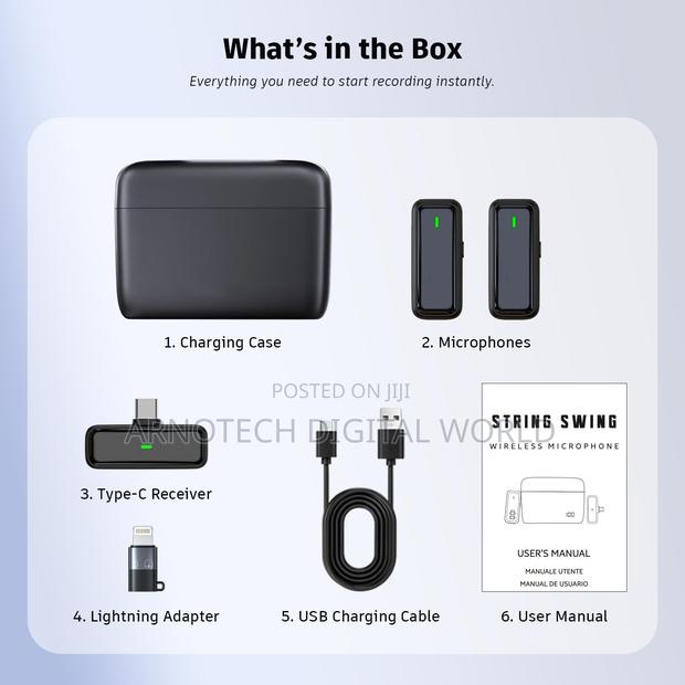 T68 Noise Reduction Lapel Lavalier Microphone With Charging Case - thumbnail 2