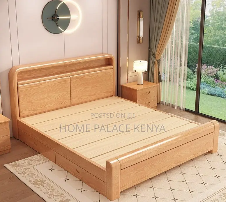 Wooden Bed: Luxury Sleep Bed With Nightstands