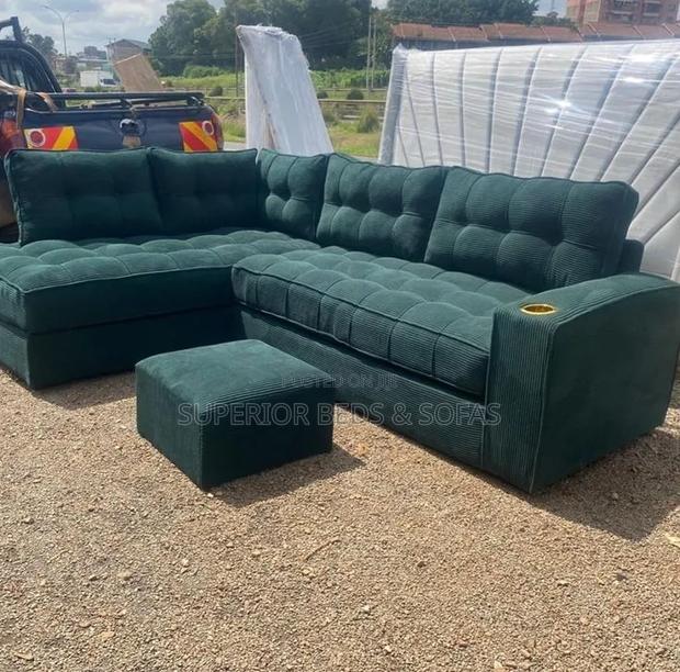 5-seater Tufted Corner Sofa + Ottoman: Limited Offer
