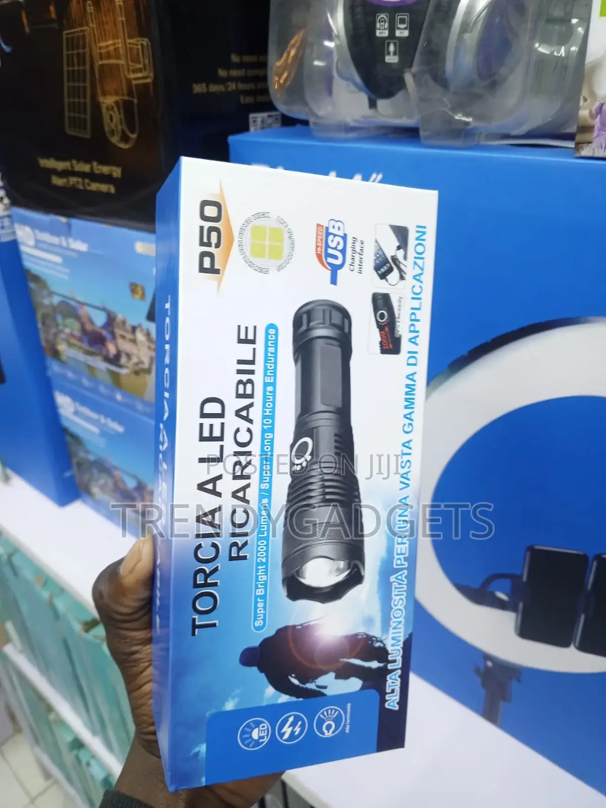 Torcia P50 High Power Led Flashlight Rechargeable USB Torch