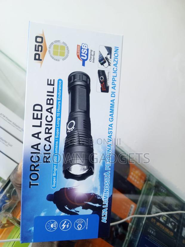 Torcia P50 High Power Led Flashlight Rechargeable Usb Torch - thumbnail 2