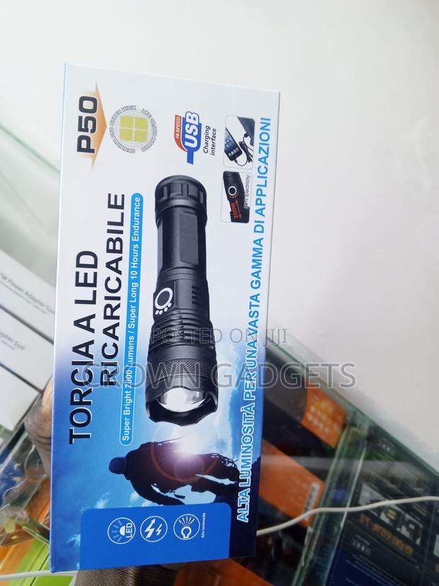 Torcia P50 High Power Led Flashlight Rechargeable Usb Torch - thumbnail 3
