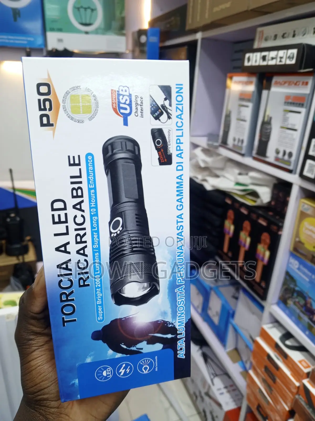 Torcia P50 Usb Rechargeable Aluminum Alloy Torch Light