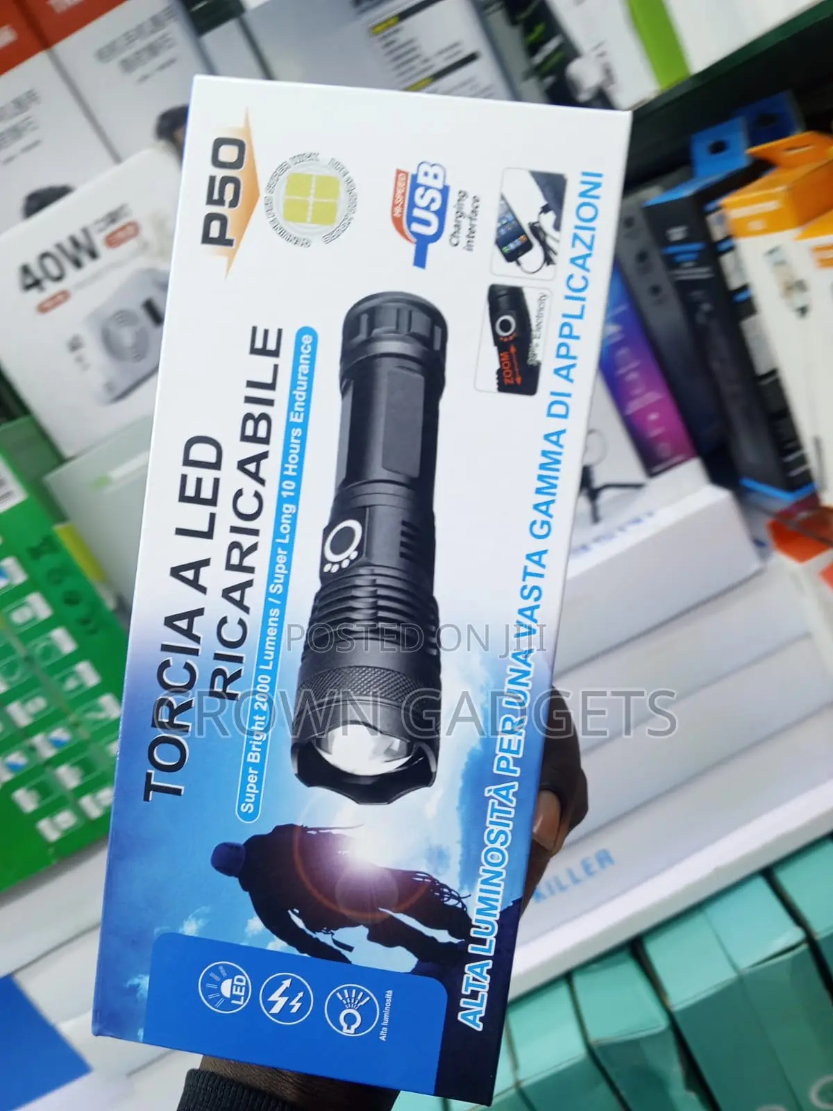Torcia P50 Usb Rechargeable Aluminum Alloy Torch Light