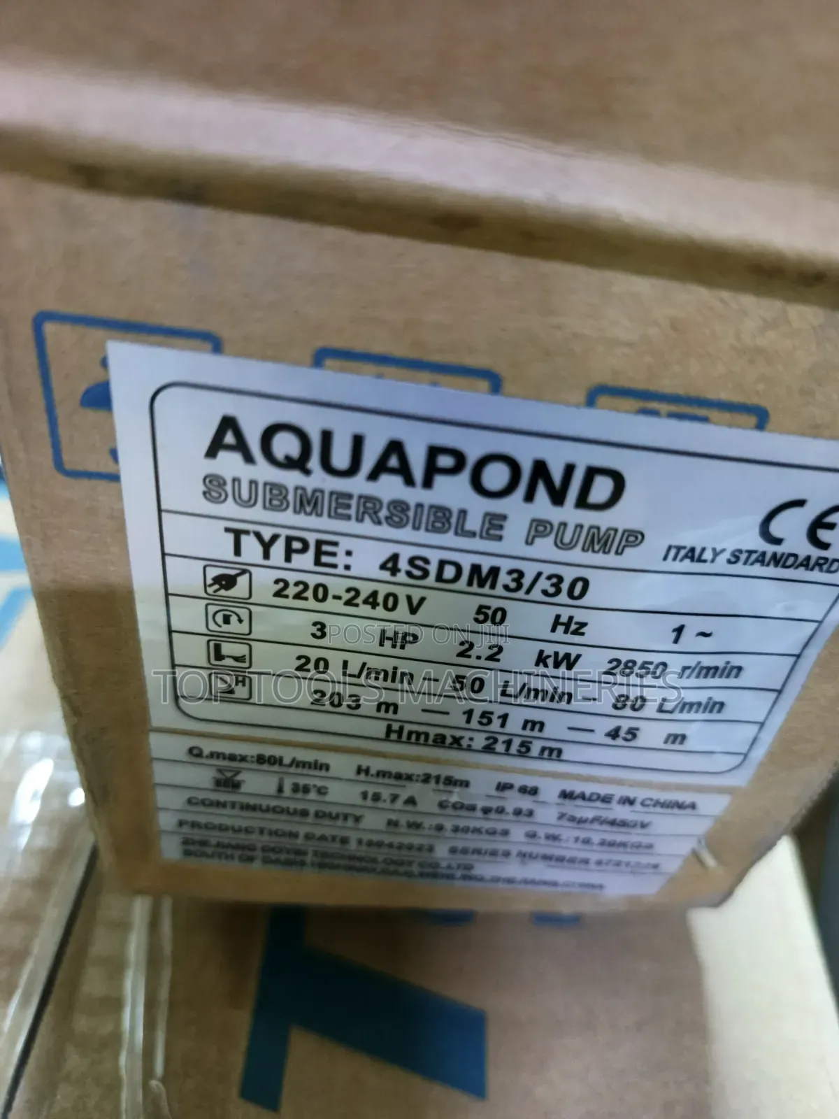 Aquapond 3hp 215m Head Submersible Pump