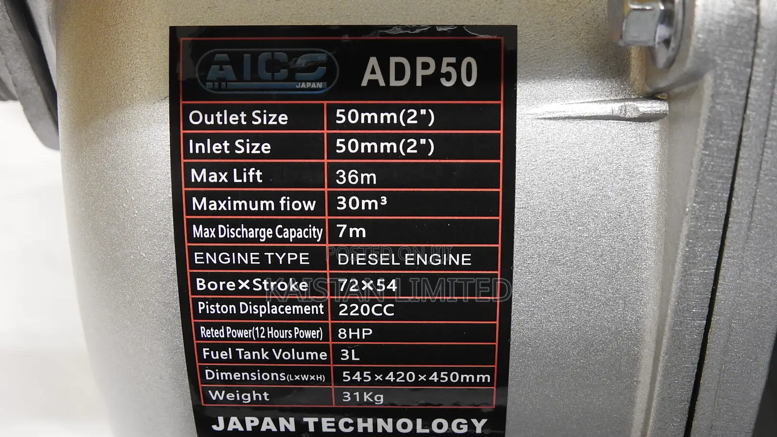 8hp Diesel Water Pump 2 Inch Aico Japan