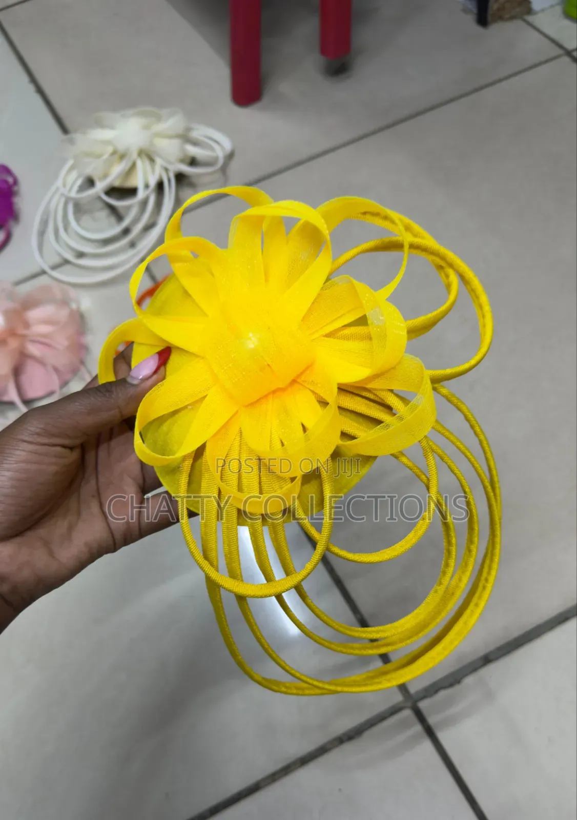 Yellow Big Elegant Ladies Fascinators / Headpiece