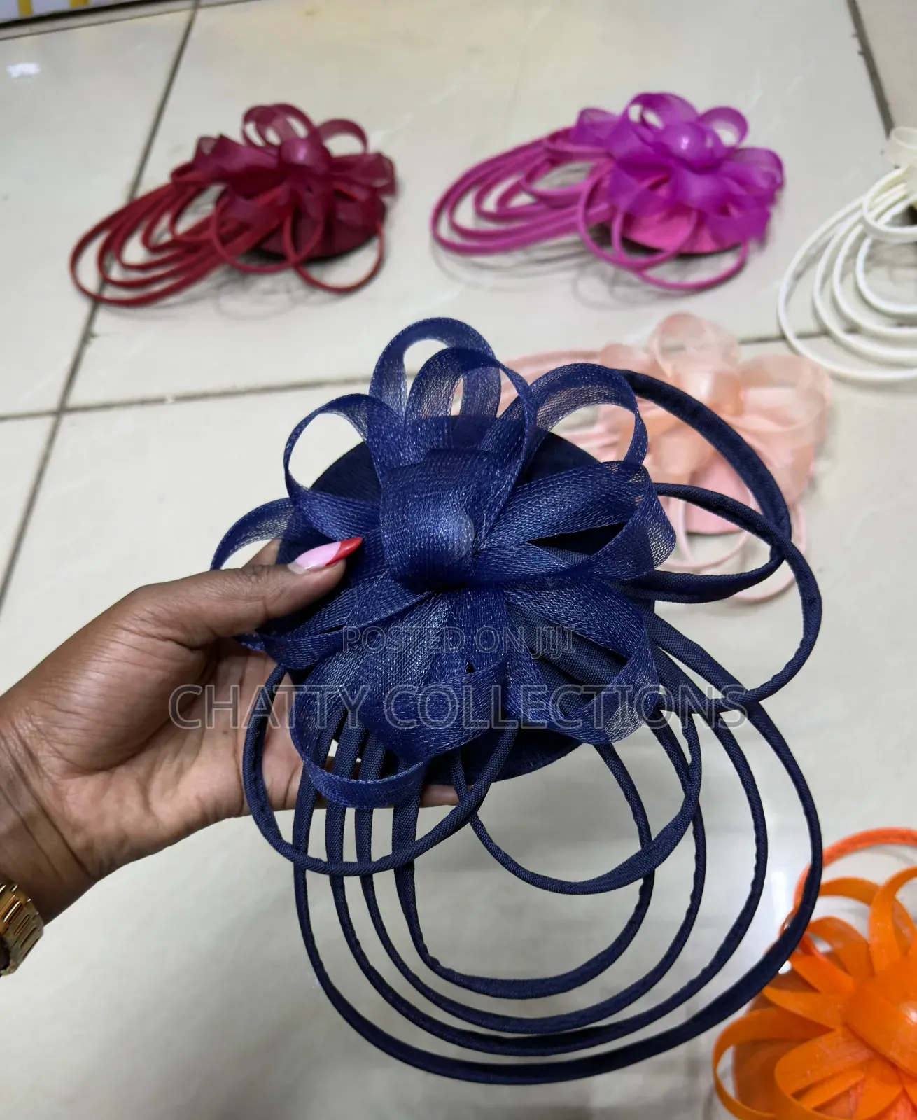 Navy Blue Big Elegant Ladies Fascinators / Headpiece