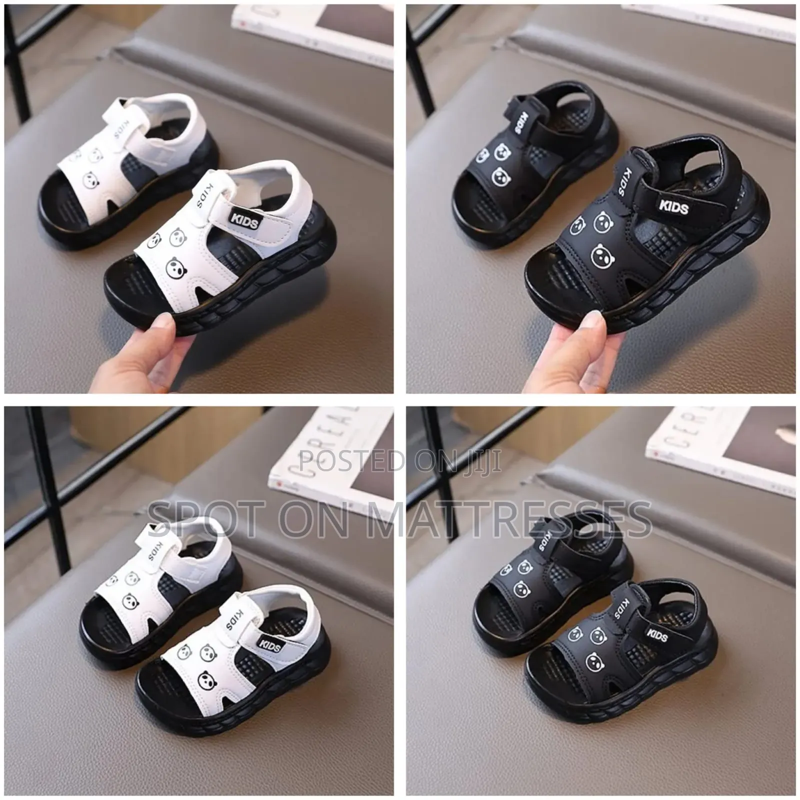 Kids' Unisex Sandals Black and White. Delivery Services Available.