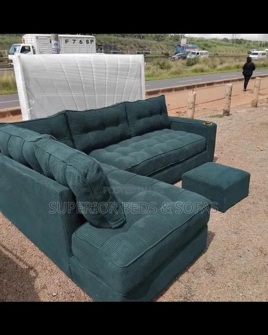 5 Seater Spacious Corner Sofa in Forest Green