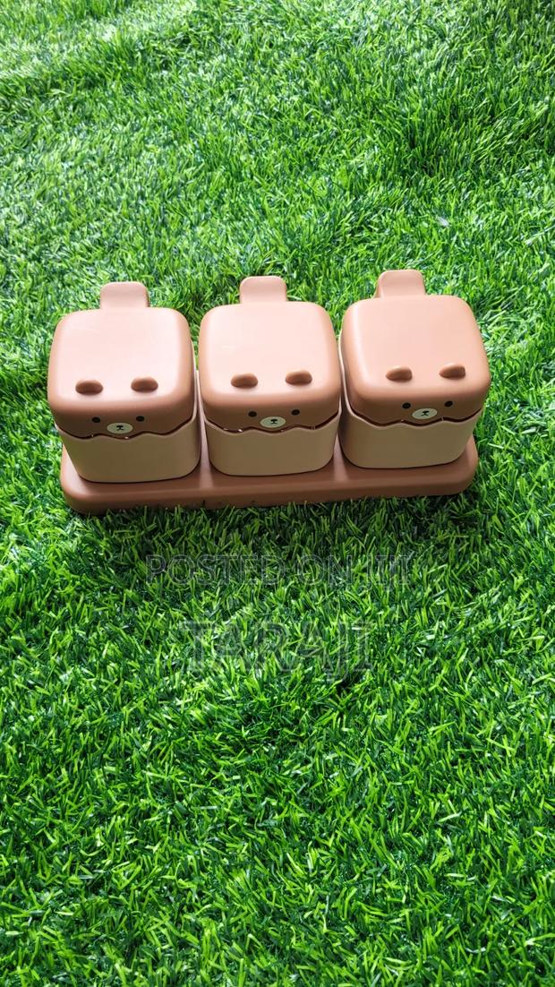 Cute 3-Piece Bear Seasoning Box Set / Kitchen Spice Jar Organizer