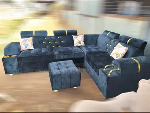 Blue L Shaped 6 Seater Sofa