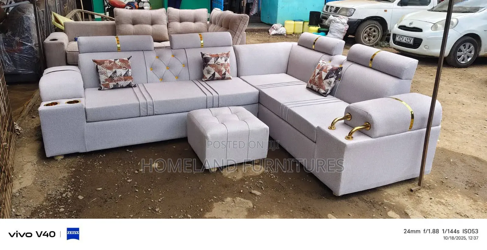 L Shaped Sofa 6 Seater Grey
