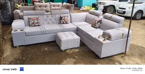 L Shaped Sofa 6 Seater Grey