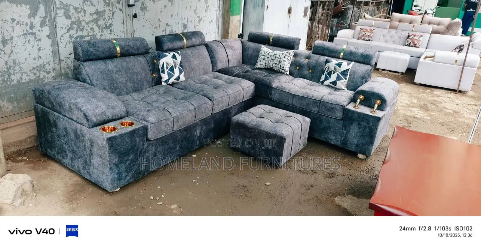 Blue L Shaped Sofa Seater