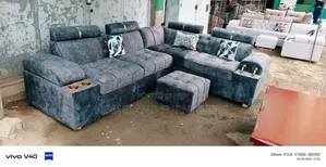 Blue L Shaped Sofa Seater