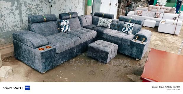 Blue L Shaped Sofa Seater