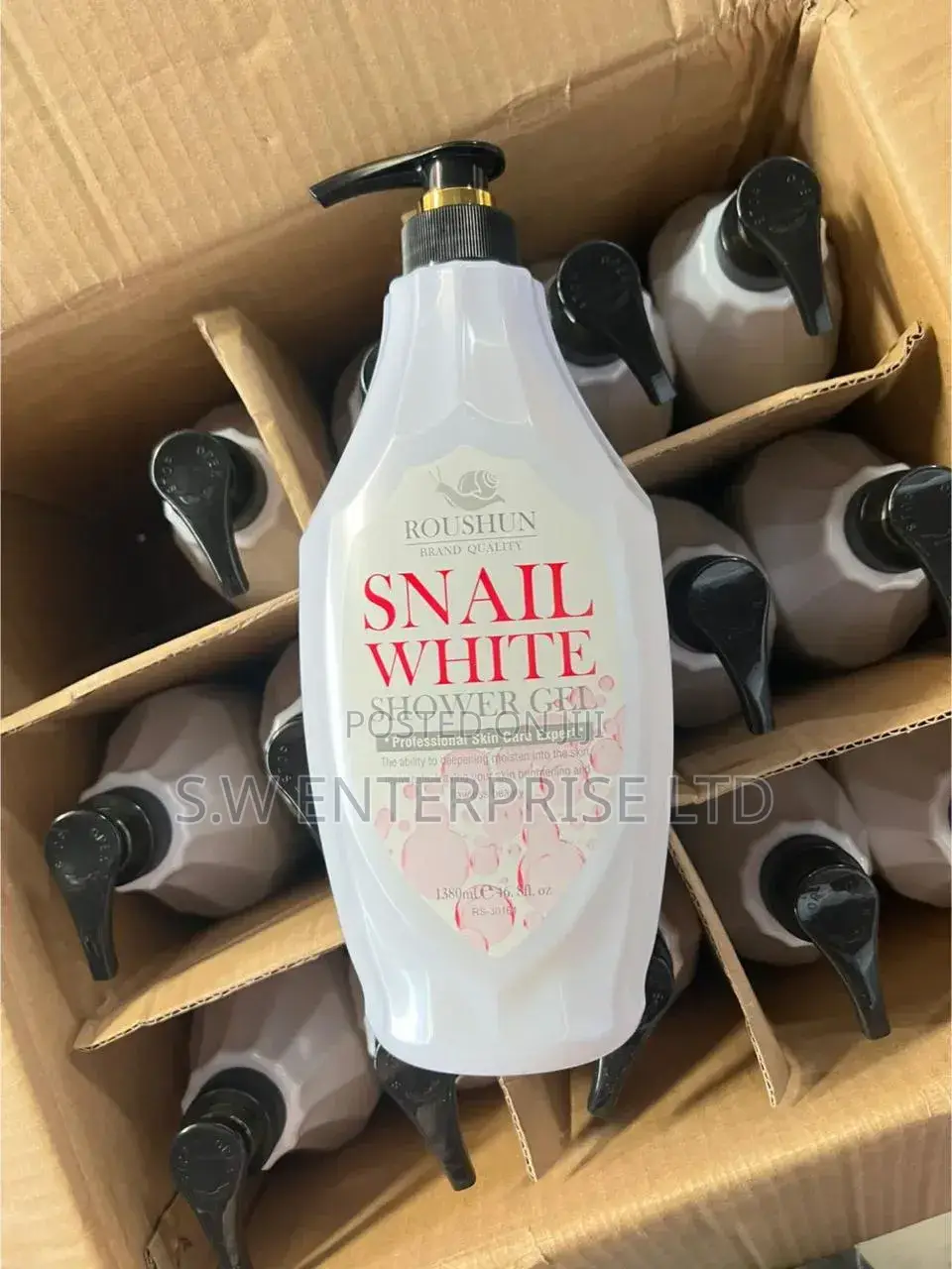 Roshun Shower Snail White Whitening Skin ,Repair Shower Gel