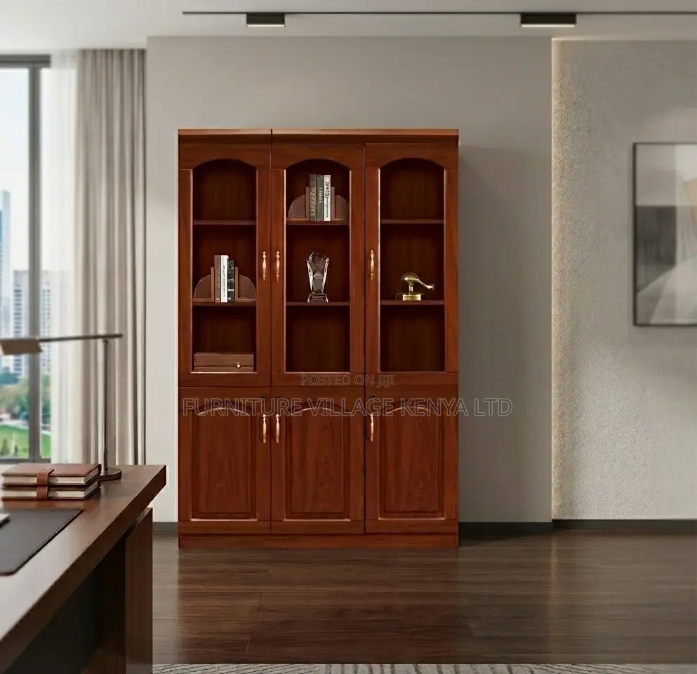 3-Door Brown Office Storage Cabinet
