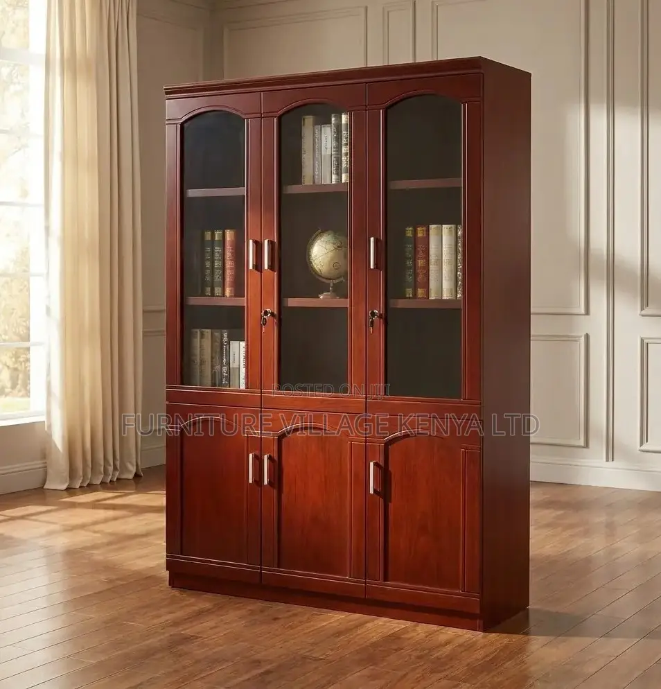 3-Door Brown Office Storage Cabinet