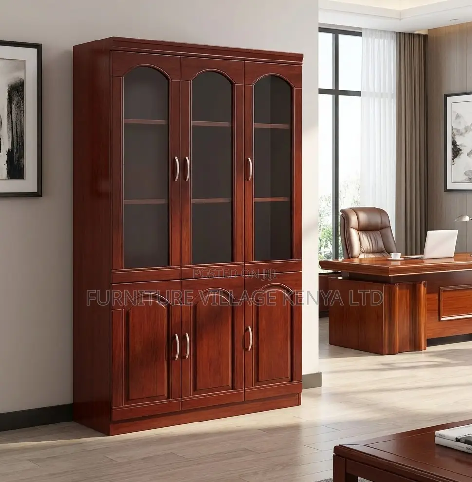 3-Door Brown Office Storage Cabinet
