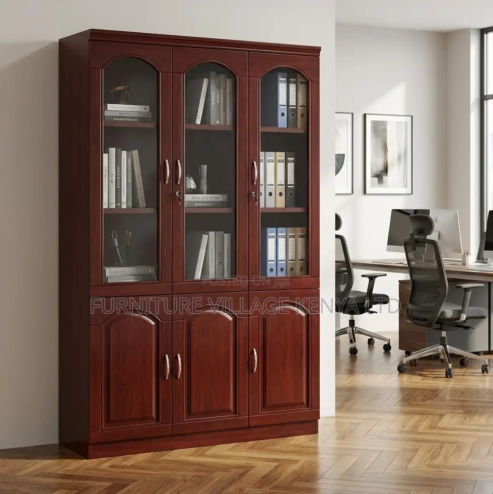 3-Door Brown Office Storage Cabinet