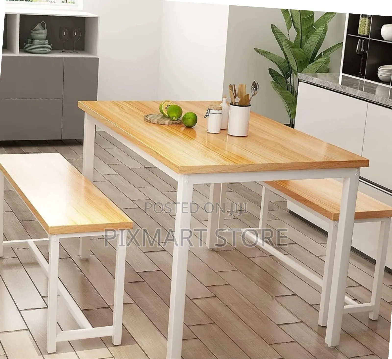 Diego 4-Seater Dining Set With 2 Benches – Oak Finish