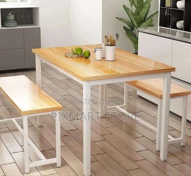 Modern 4-Seater Dining Table Set With Space-Saving Benches
