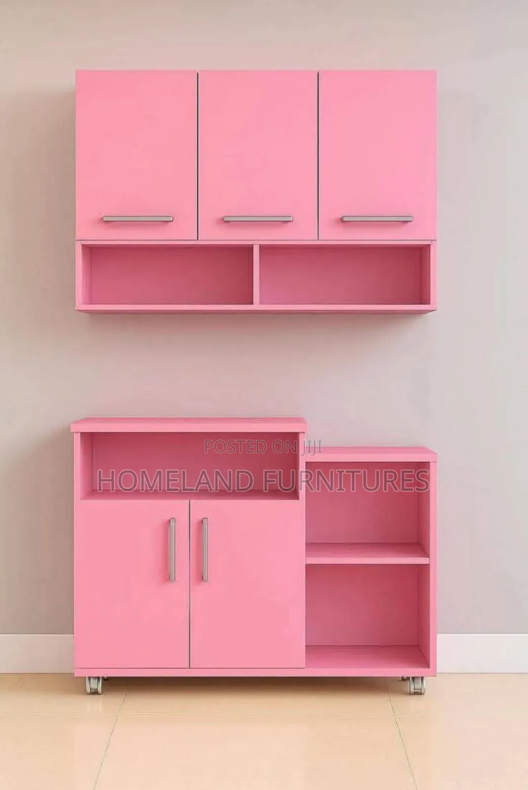 Kitchen Shelves Pink in Colour