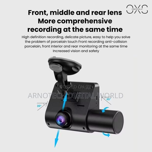 Car Dash Cam 1080p 3-Lens Front Interior Black Box - thumbnail 2