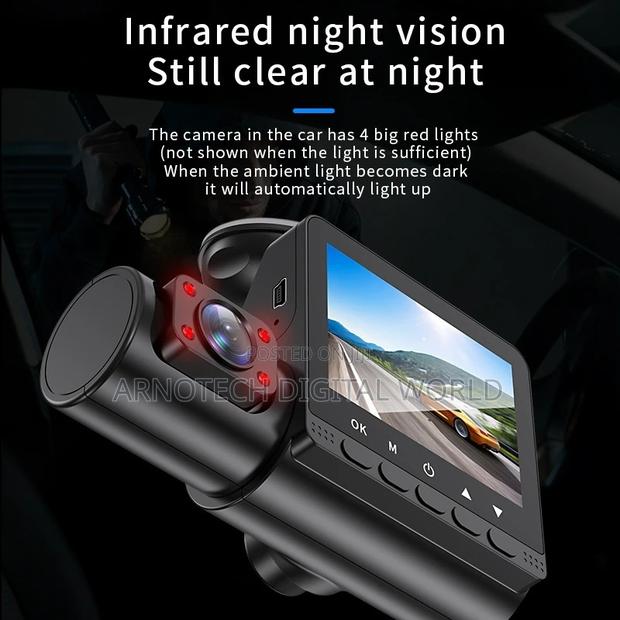 Car Dash Cam 1080p 3-Lens Front Interior Black Box - thumbnail 5