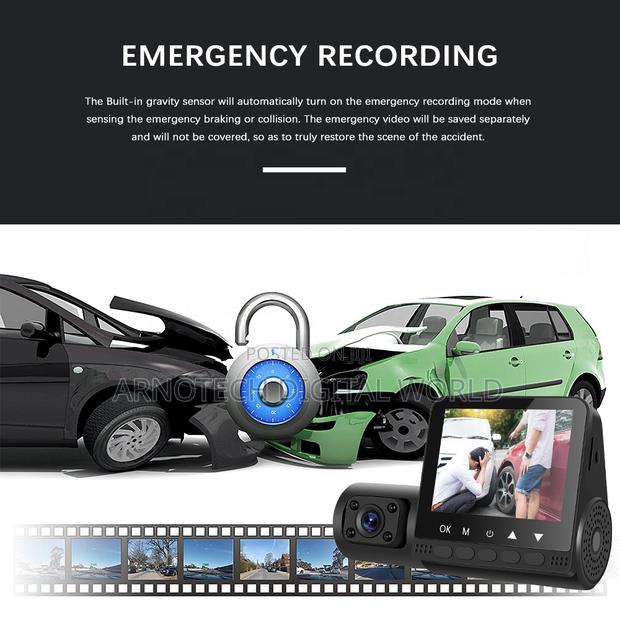 Car Dash Cam 1080p 3-Lens Front Interior Black Box - thumbnail 6