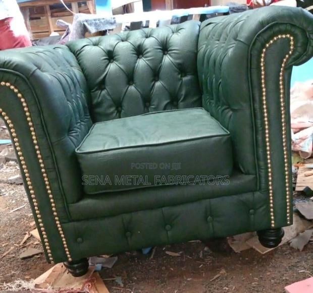 Chesterfield Leather Single Seater Sofa - main view