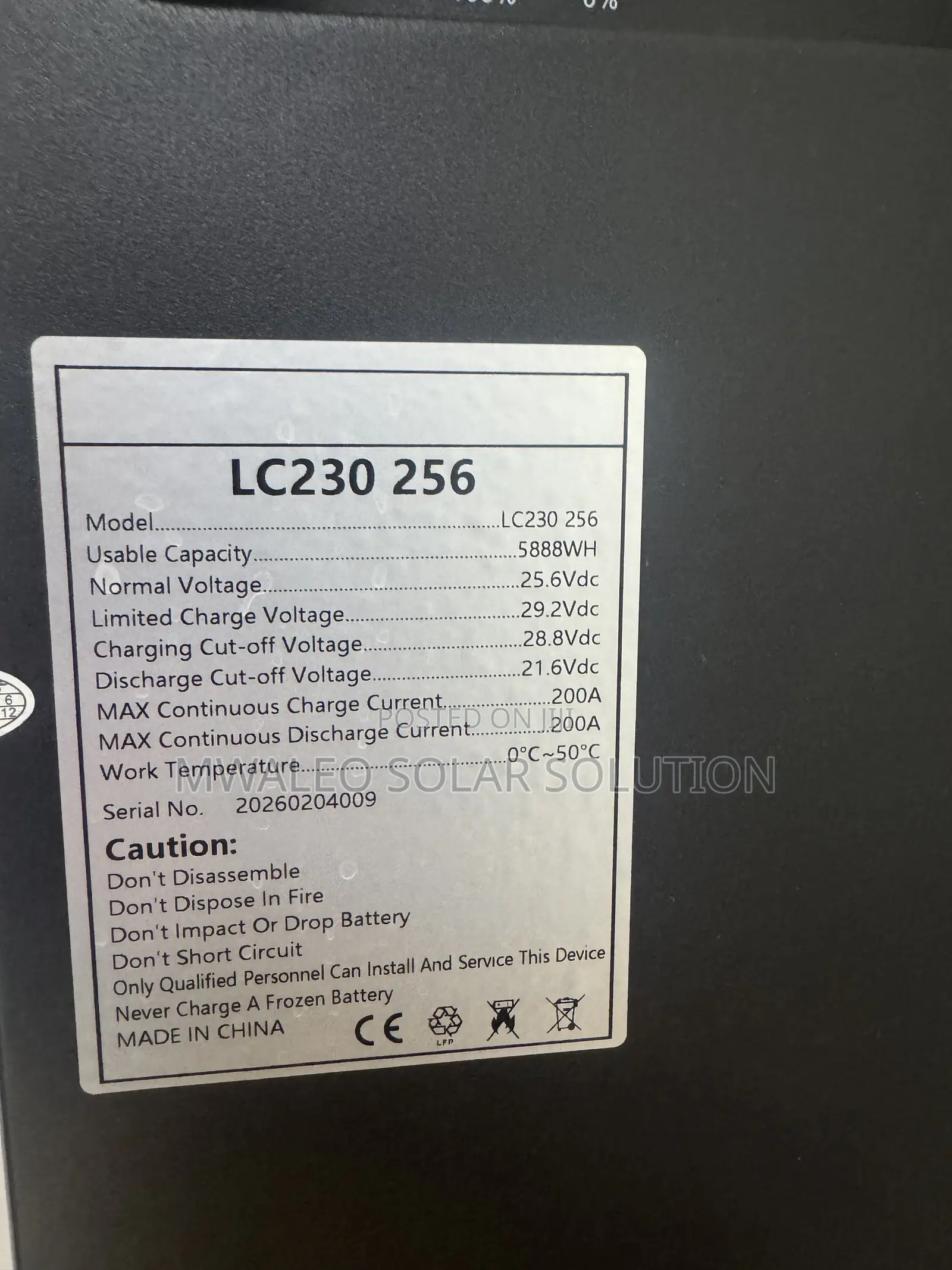 6kwh 25.6 Lithium Battery