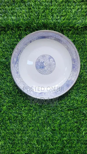 Premium Ceramic Floral Bowls Plates Set / Luxury Blue Dining Ware