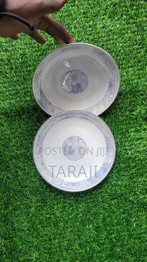 Premium Ceramic Floral Bowls Plates Set / Luxury Blue Dining Ware