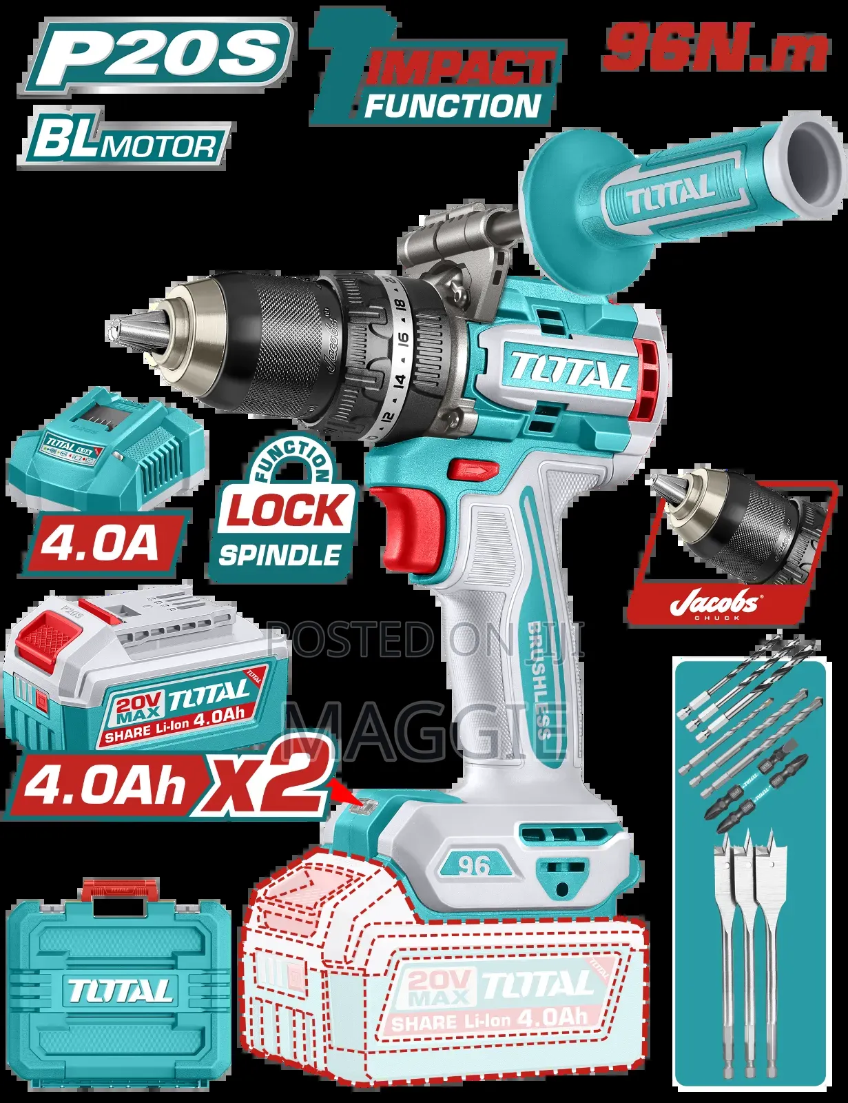 Tidli209686 Brushless Cordless Impact Drill