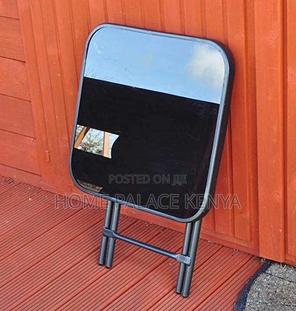 Foldable Table: Black Tempered Glass Table With X Shaped Legs - thumbnail 2