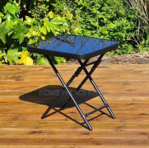 Foldable Table: Black Tempered Glass Table With X Shaped Legs - thumbnail 3