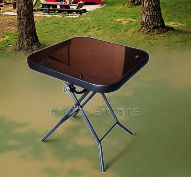 Foldable Table: Black Tempered Glass Table With X Shaped Legs - thumbnail 6