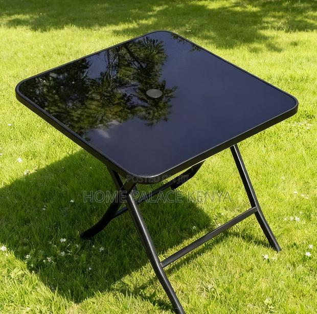 Foldable Table: Black Tempered Glass Table With X Shaped Legs - thumbnail 7